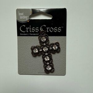 Brad Landing Criss Cross Copper Toned Cross Pendan